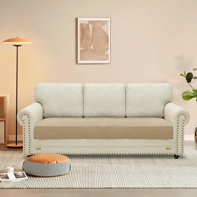 MAXIJIN Velvet Stretch Couch Cushion Covers Soft Sofa Cushion Cover Replacement - Image 2