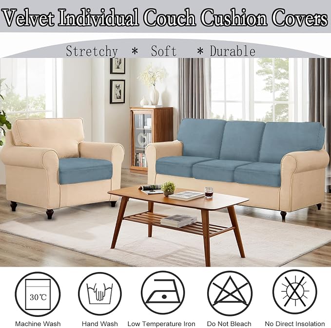 NAISI Couch Cushion Covers 1 Piece Velvet Stretch Sofa Seat Covers or Backrest - Image 5