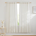 NICETOWN Natural Linen Curtains 70 inches Length, Rod Pocket & Back Tab Privacy by NICETOWN