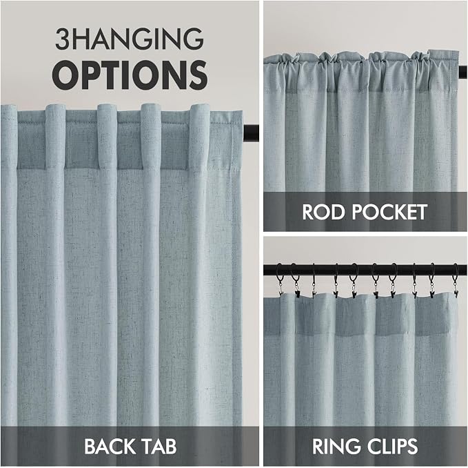 MIULEE Non-See-Through Privacy Linen Curtains 2 Panels, Light Filtering Window - Image 6