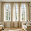 MIULEE Beige Sheer Curtains 102 Inches Long, 4 Panels Set, Light Filtering Rod by MIULEE