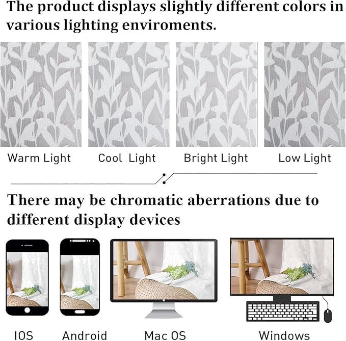 Lecloud Leia White Sheer Curtains 45 Inch Length 2 Panels, Elegant Balance - Image 7