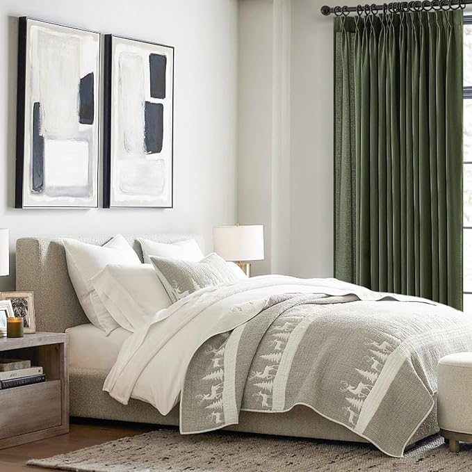 Topfinel Olive Green Pinch Pleated Linen Curtains 95 Inch Length 2 Panels - Image 8