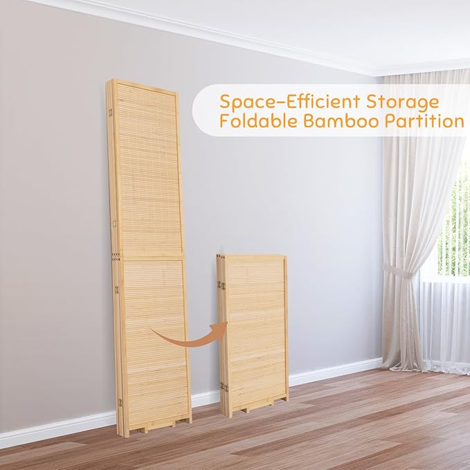 Bamboo Room Divider Folding Privacy Screens, Wall Divider - Image 4