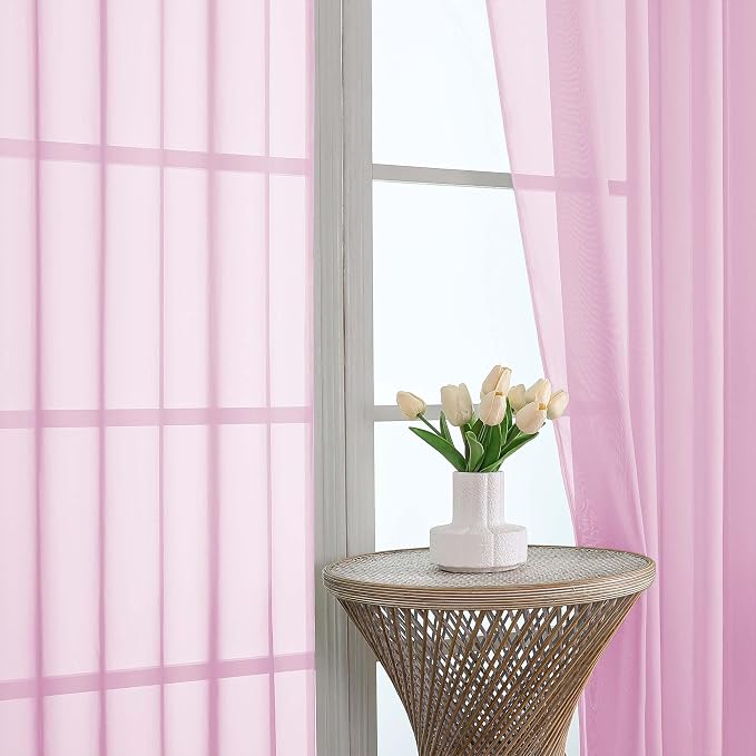 OVZME Light Pink Bedroom Curtains 2 Panel Sets 90 Inch Length, 59 Inch Extra - Image 3