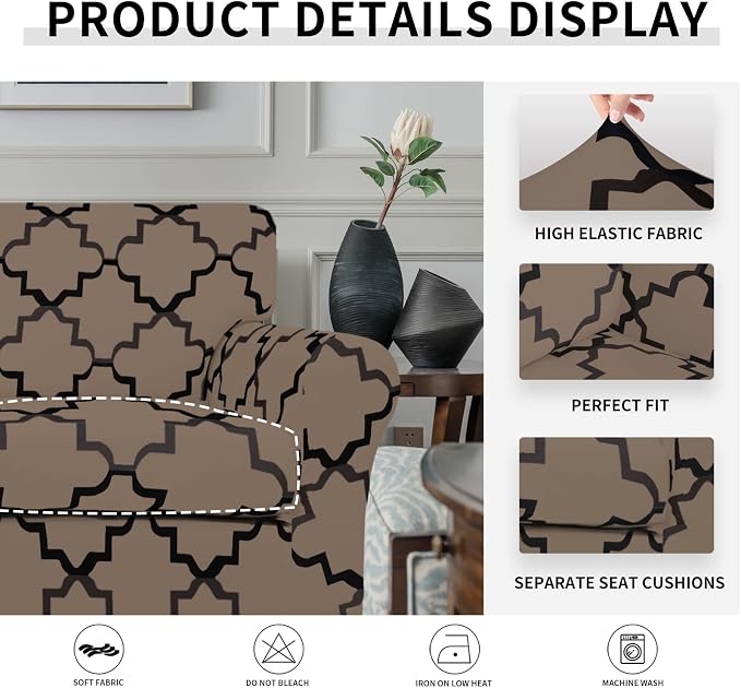 Easy-Going 2-Piece Stretch Couch Cover Print Fleece Sofa Slipcover, Micro Fiber - Image 3