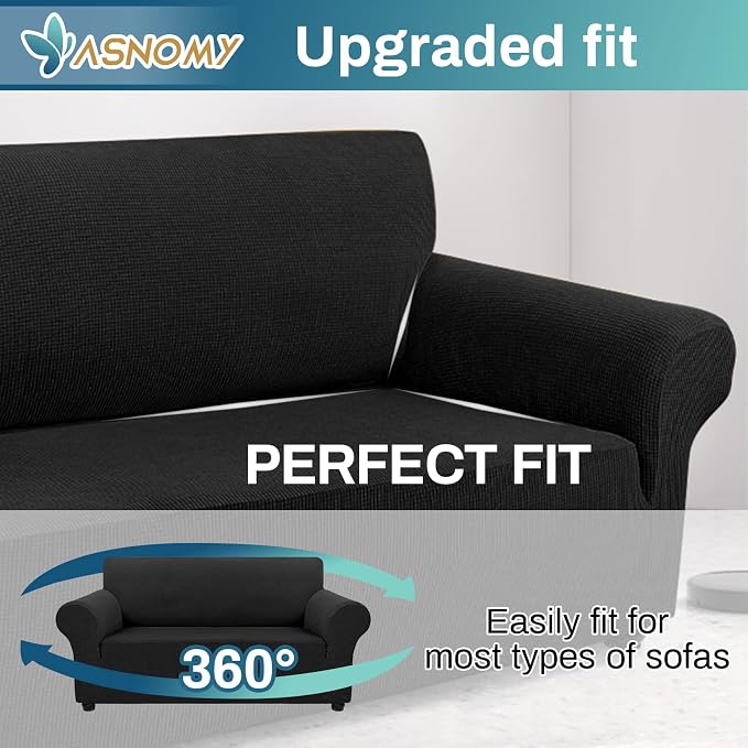 Asnomy Sofa Covers for 2 Cushion Couch Stretch loveseat Cover Slipcovers - Image 5