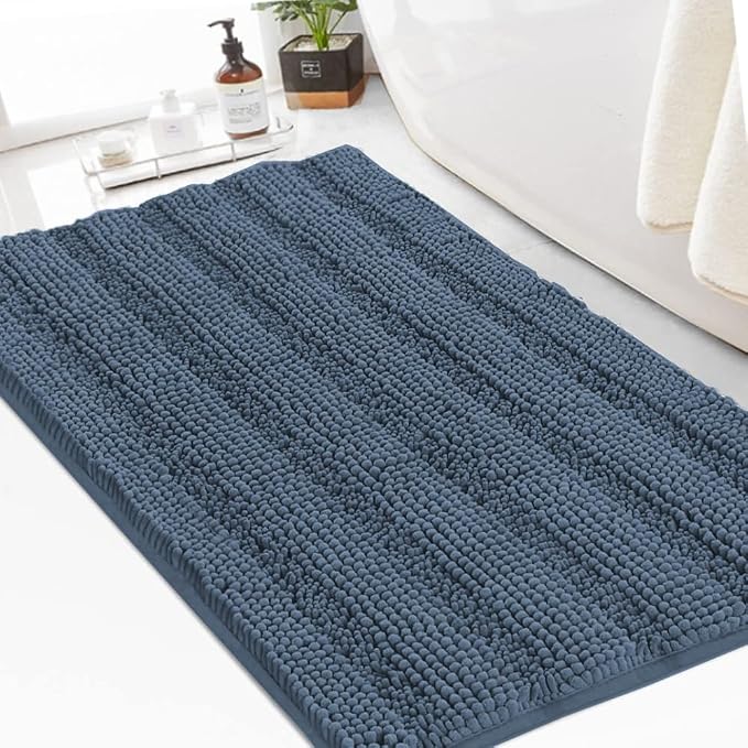 Turquoize Chenille Bath Rugs Shaggy Bathroom Rugs Non Slip Bath Mat by Turquoize