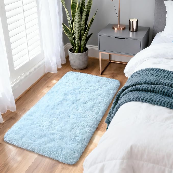 Merelax Fluffy Rug Shaggy Area Rug, Baby Blue 2x4 Area Rugs - Image 7
