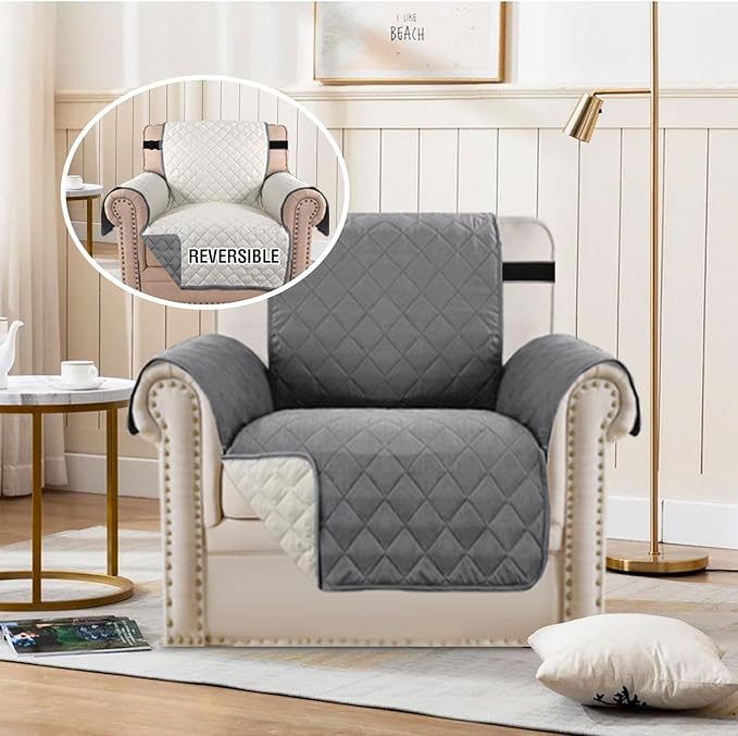 H.VERSAILTEX Reversible Quilted Chair Cover, Water Resistant Chair Slipcover - Image 3