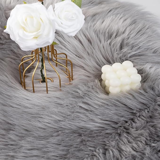 Faux Fur Rug Runner 2x6 ft Gery - Image 7