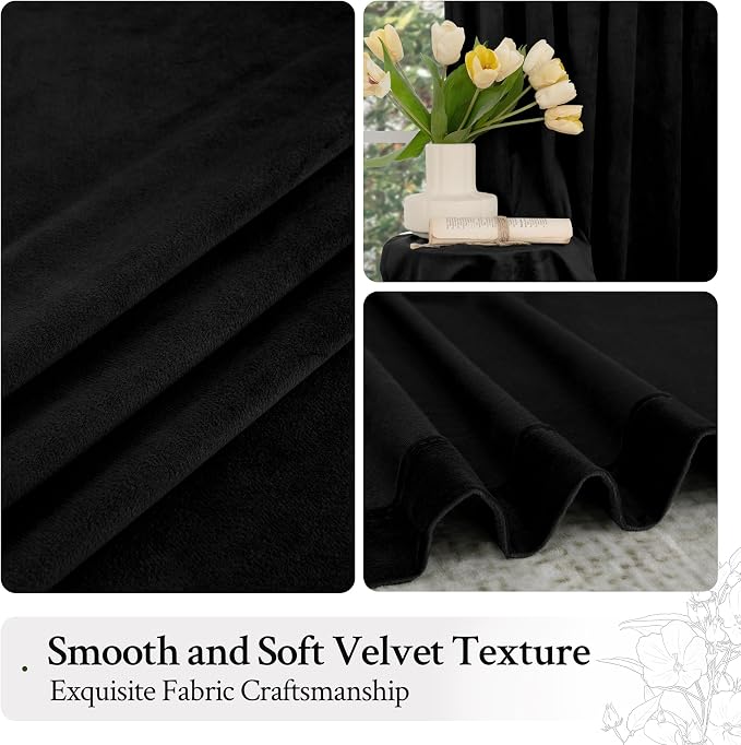 LAMIT Halloween Black Velvet Blackout Curtains - Image 7