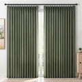Topfinel 96 Inches Long Pinch Pleated Semi Sheer Curtains, Olive Green Linen by Topfinel