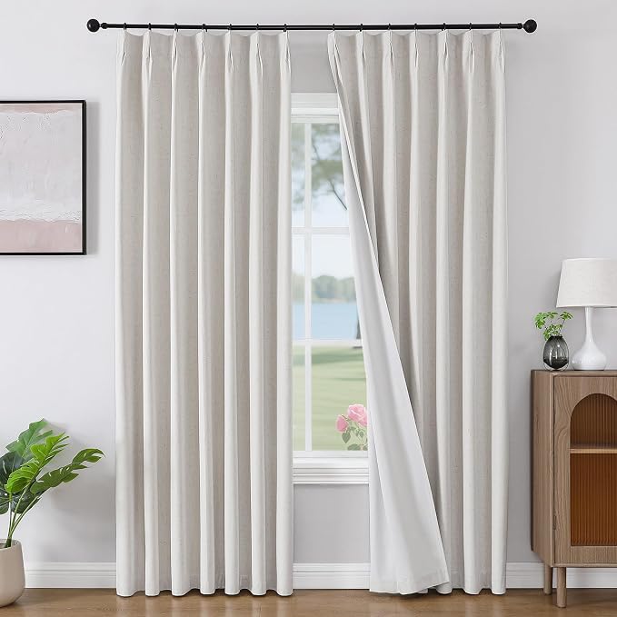 Joydeco Pinch Pleated Linen Curtains Darkening Drapes by JOYDECO