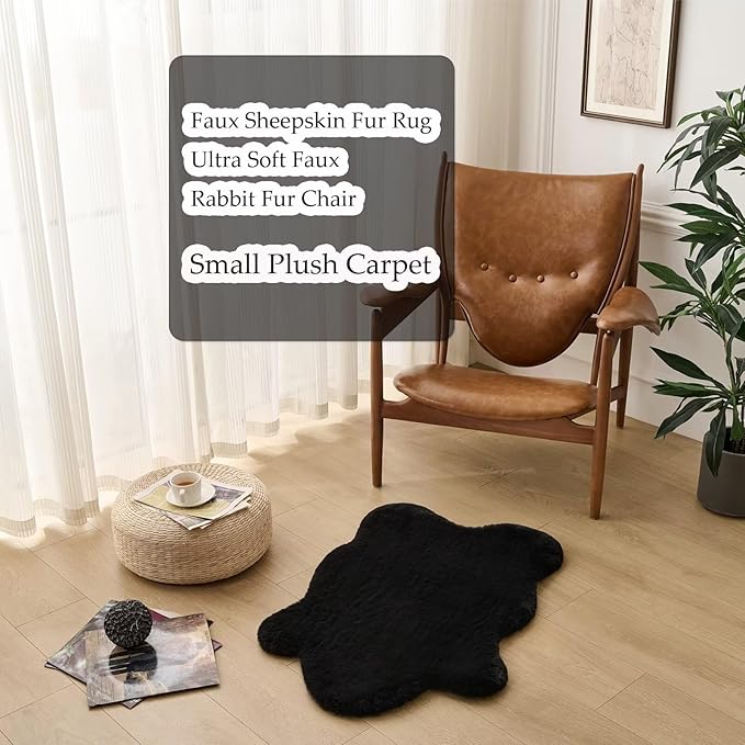 1700GSM Fuzzy Faux Sheepskin Fur Area Rug, Extra Soft Faux Fur Mat, Fluffy - Image 4