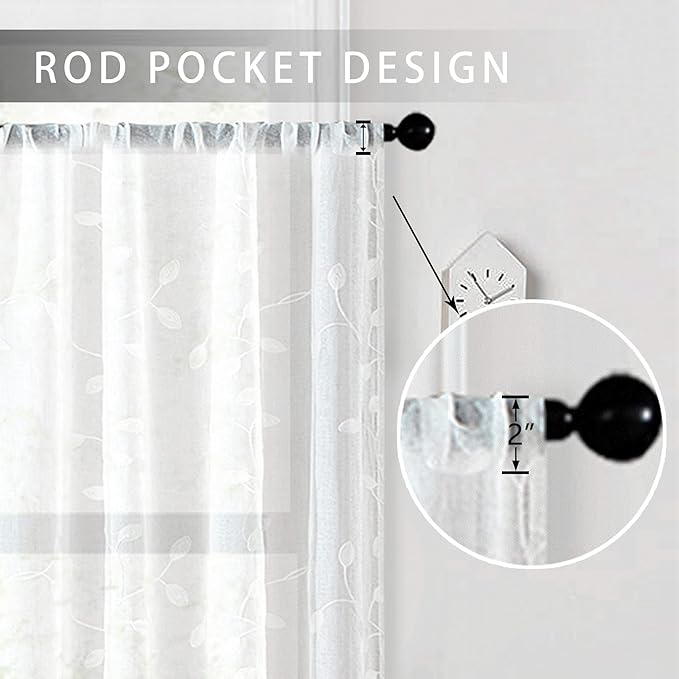 MRTREES Sheer Valance Curtain, Christmas Sheer Curtains Valances Rod Pocket - Image 2
