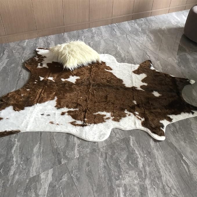 Huichenxing2021FURSTORE Faux Fur Deer Print Area Rug, Animal Hide Skin Cowhide - Image 6