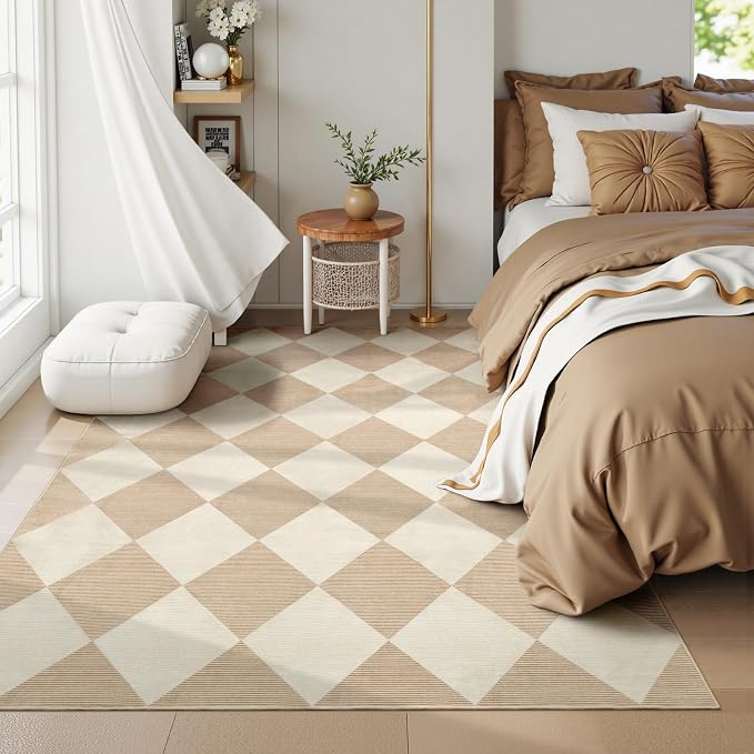 Beeiva Checkered Print 5x7 Washable Area Rugs - Image 3