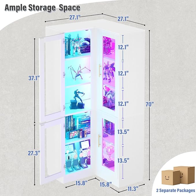Armocity Corner Bookcase with Doors, 6-Tier Corner Book Shelf - Image 2
