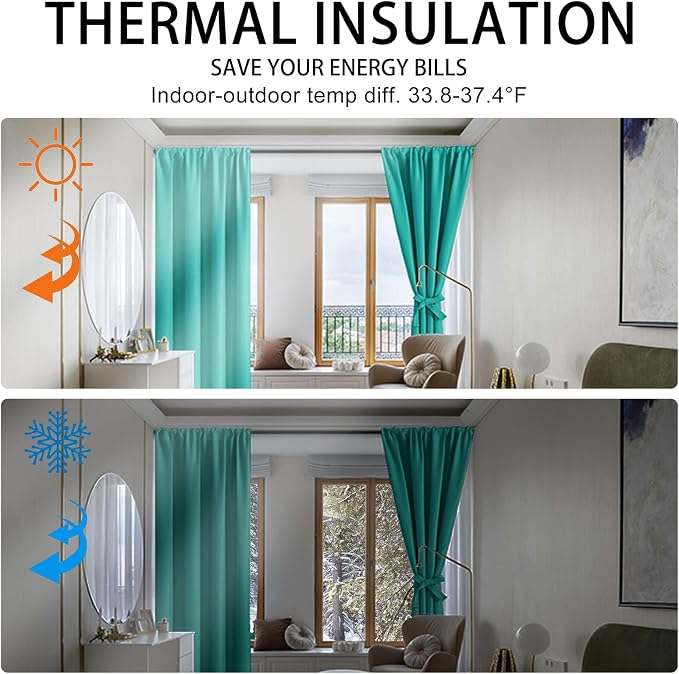 JIUZHEN Blackout Curtains for Bedroom– Thermal Insulated, Noise Reducing Room - Image 4