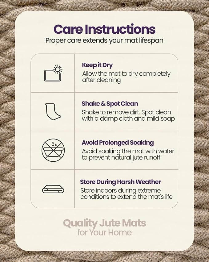 DEXI Jute Door Mat Inside Entryway Braided Woven, 20x32 Front Entrance Doormat - Image 9