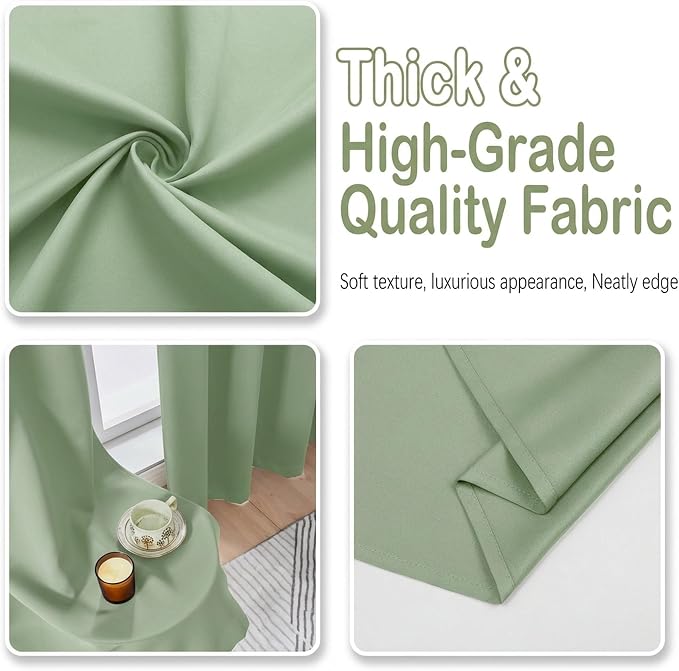 OVZME Light Green Blackout Curtains - Image 8