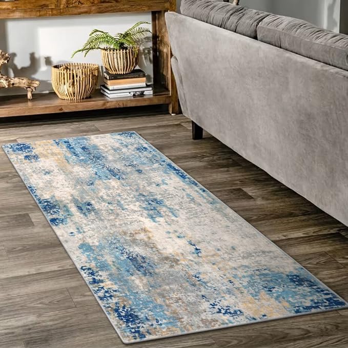 Lahome Modern Abstract Laundry Rug Runner, 2x4.3 Washable Throw Carpet Runner by Lahome