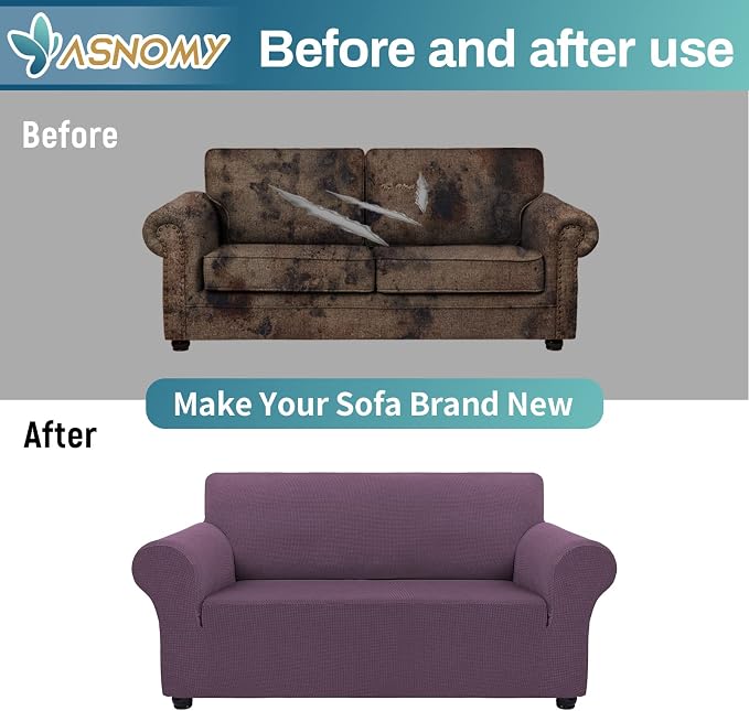 Asnomy Sofa Covers for 2 Cushion Couch Stretch loveseat Covers Slipcovers - Image 7