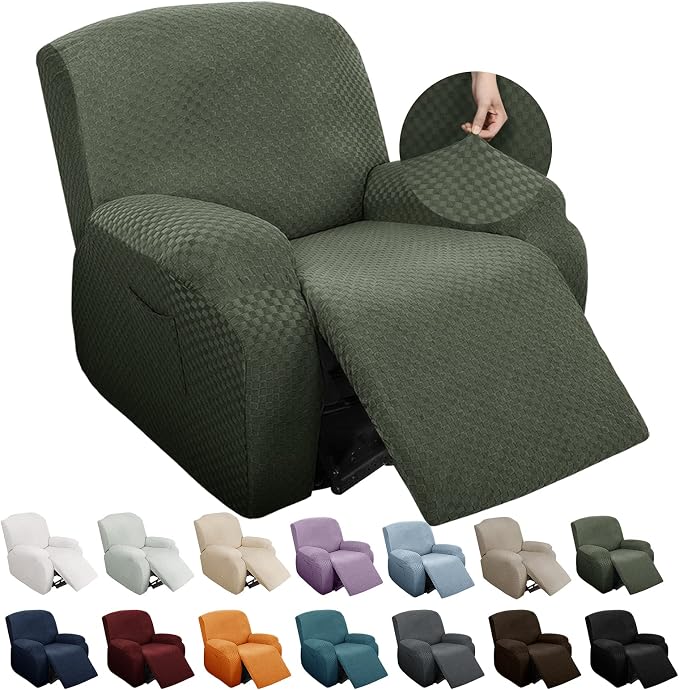YEMYHOM 4 Pieces Stretch Recliner Slipcover Latest Jacquard Recliner Chair Cover by YEMYHOM