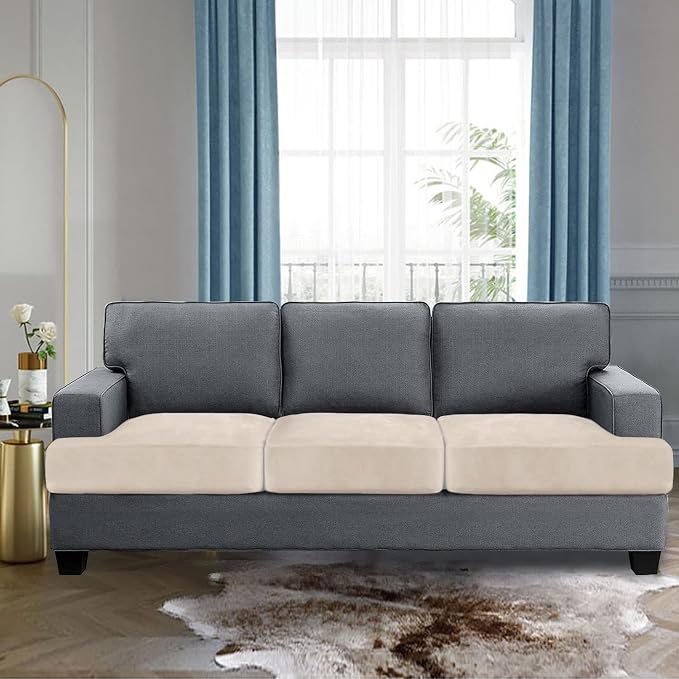 H.VERSAILTEX Stretch Velvet 3 Piece T Cushion Sofa Slipcovers - Image 2
