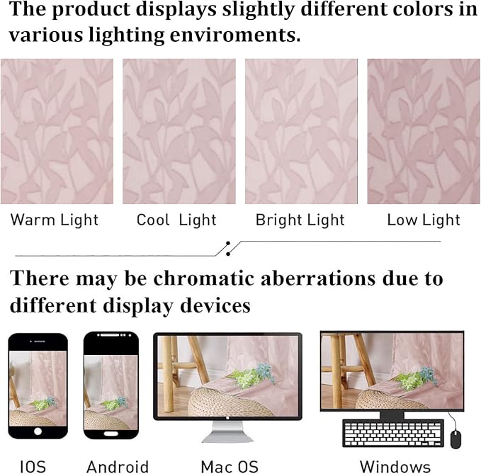 Lecloud Leia Blush Pink Sheer Curtains 45 Inch Length 2 Pcs, Rod Pockets - Image 7