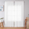 Simplebrand White Sheer Curtains 90 Inches Long, Light Filtering Rod Pocket by Simplebrand