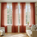 MIULEE Burnt Orange Sheer Curtains 63 Inches Long, 4 Panels Set, Light by MIULEE
