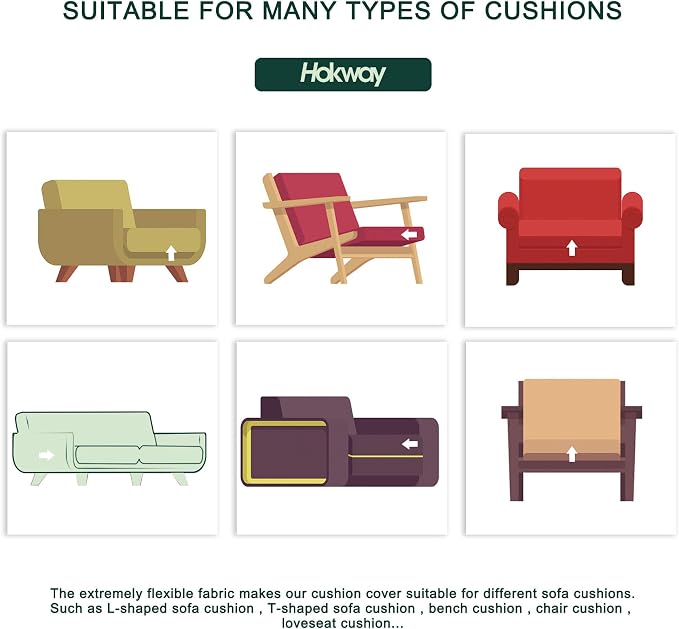 Hokway Stretch Couch Cushion Slipcovers Reversible Cushion Replacement - Image 6