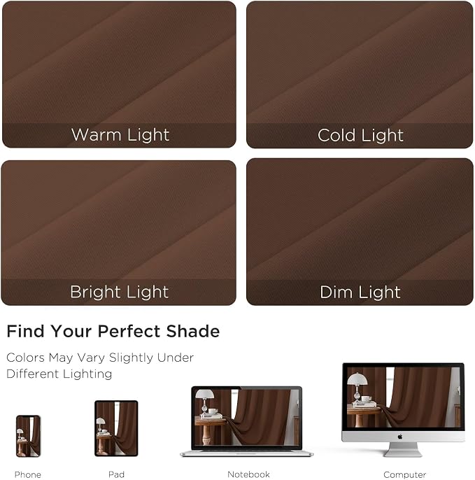 CUCRAF Brown Blackout Curtains 72 inch Length 2 Panels Set, Rod Pocket Room - Image 4