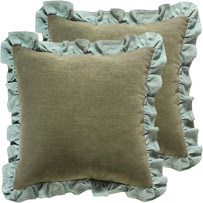 patdrea Green Shabby Chic Decorative Throw Pillow Covers 22x22 Set of 2 by patdrea