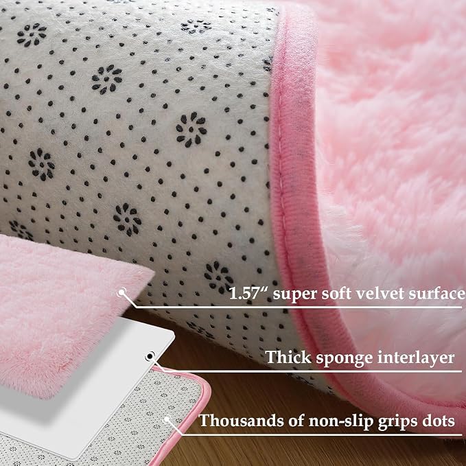 Merelax Soft Runner Rugs for Living Room Hallways Entry, Non-Slip 2x6 Pink - Image 6