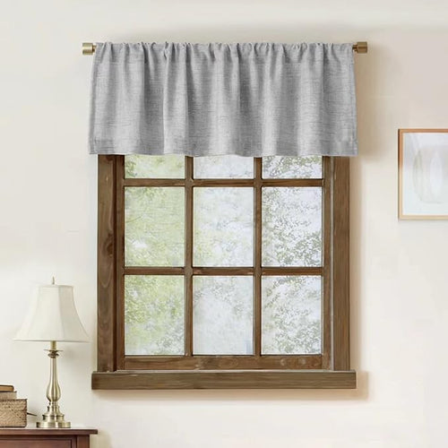 2 Pack Faux Linen Valance for Windows Kitchen Living Room Valances Rod Pocket by Oindec