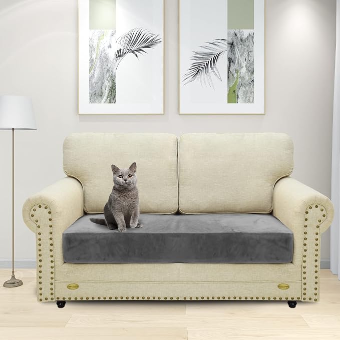 MAXIJIN Velvet Stretch Couch Cushion Covers Soft Loveseat Cushion Cover - Image 7