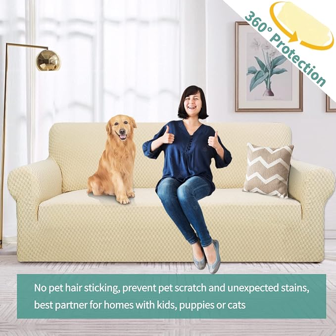 YEMYHOM Couch Cover Latest Jacquard Design High Stretch Extra Large Sofa Covers - Image 2