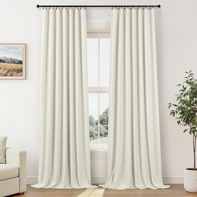 60 Inch Extra Wide Curtains for Windows 120 to 140 Blackout Linen 90 Inch Long - Image 9