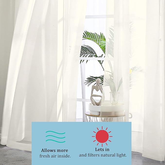 OWENIE Extra Long Sheer Curtains 120 Inches Long, Sheer Curtain, Voile Rod - Image 3