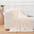 Puncuntex Flannel Fleece Throw Blanket Cream White 50"×60", Super Soft Plush by Puncuntex