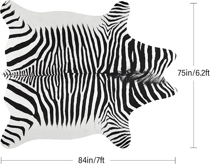 Easycozy Faux Zebra Pattern Rug: 6.2 x 7 Bold Zebra Stripe Faux Cowhide Area Rug - Image 2