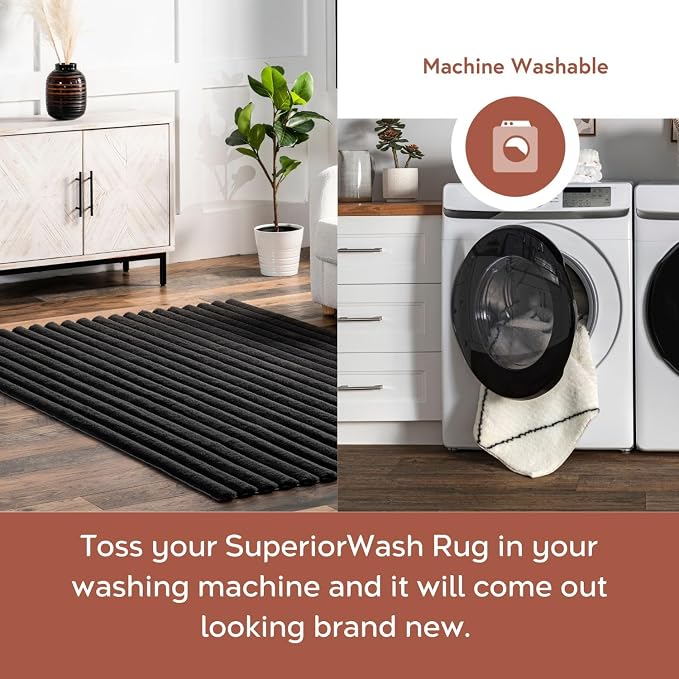 Nuloom SuperiorWash Collection Kai Charcoal, Fluffy and Cozy, High Traffic - Image 2