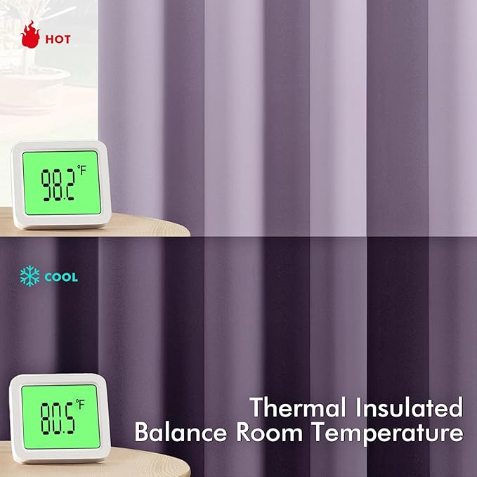 MIULEE Lilac Blackout Curtains for Bedroom Living Room 84 Inches Long 2 Panels - Image 3
