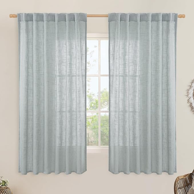 LAMIT Faux Linen Curtains 63 inches Long by LAMIT