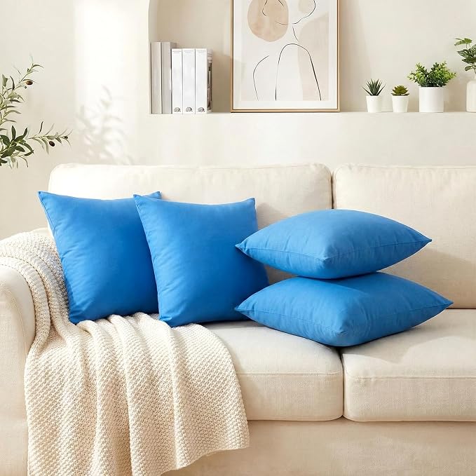 4-Pack 100% Cotton Comfortable Solid Decorative Throw Pillow Case, Thmyo Square - Image 4