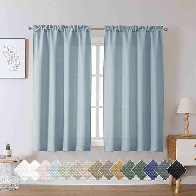 Chyhomenyc Bennet Aqua with Greenish Tone Curtains 45 Inch Length 2 Panels - Image 2