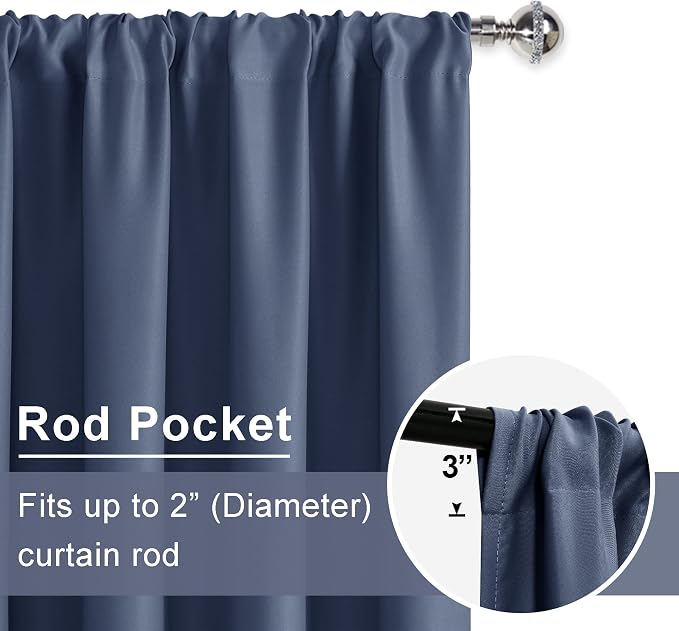 JIUZHEN Dusty Blue Blackout Curtains - Image 6